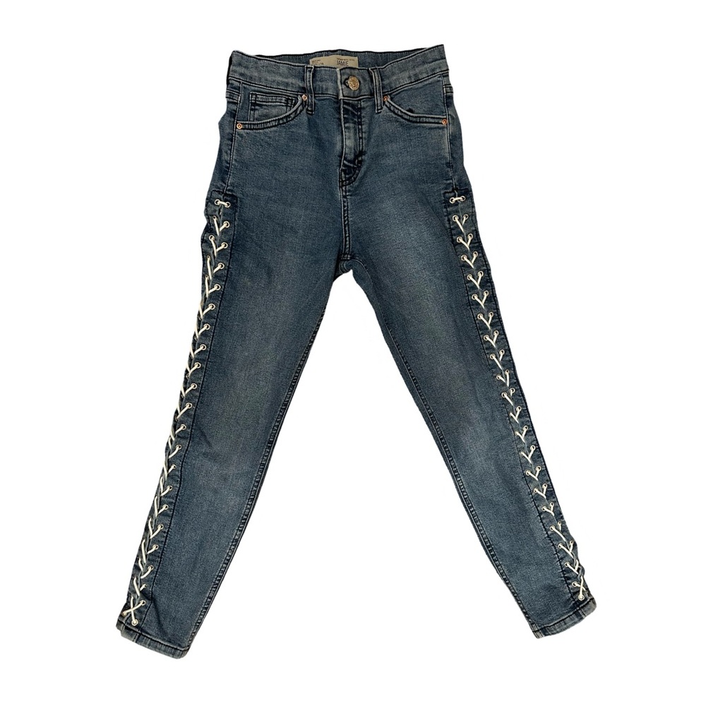 TOPSHOP - Petite Lace Up Side “Jamie” High Waist Jean